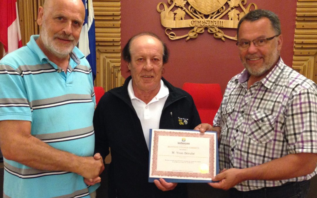 Citoyen émérite du mois d’août Yvon Bérubé