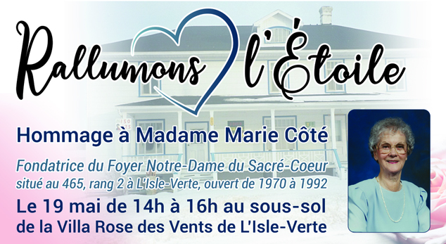 Exposition en hommage à Marie Côté de L’Isle-Verte le 19 mai