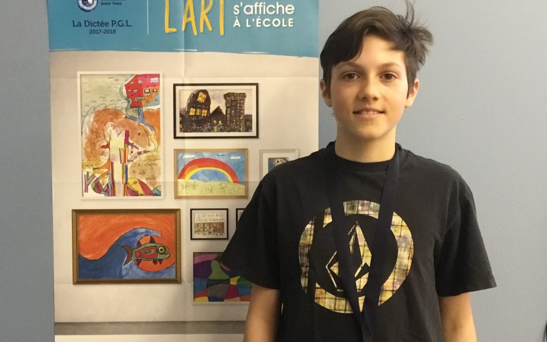 Un élève de Saint-Mathieu-de-Rioux se qualifie pour la Grande finale internationale de la Dictée P.G.L.