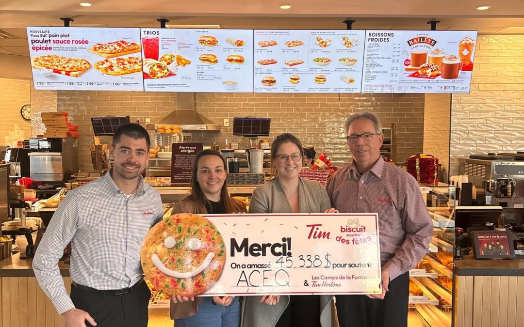 Biscuit sourire des Fêtes Tim Hortons : 22 669 $ remis à l’Association du cancer