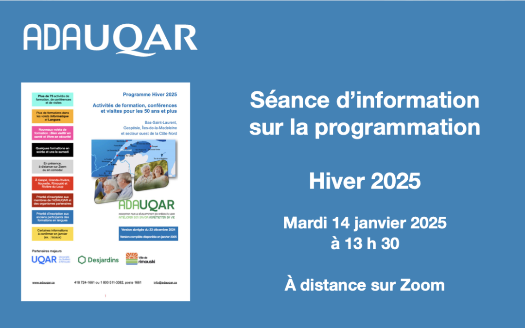 Plus de 75 activités pour les 50 ans et plus cet hiver