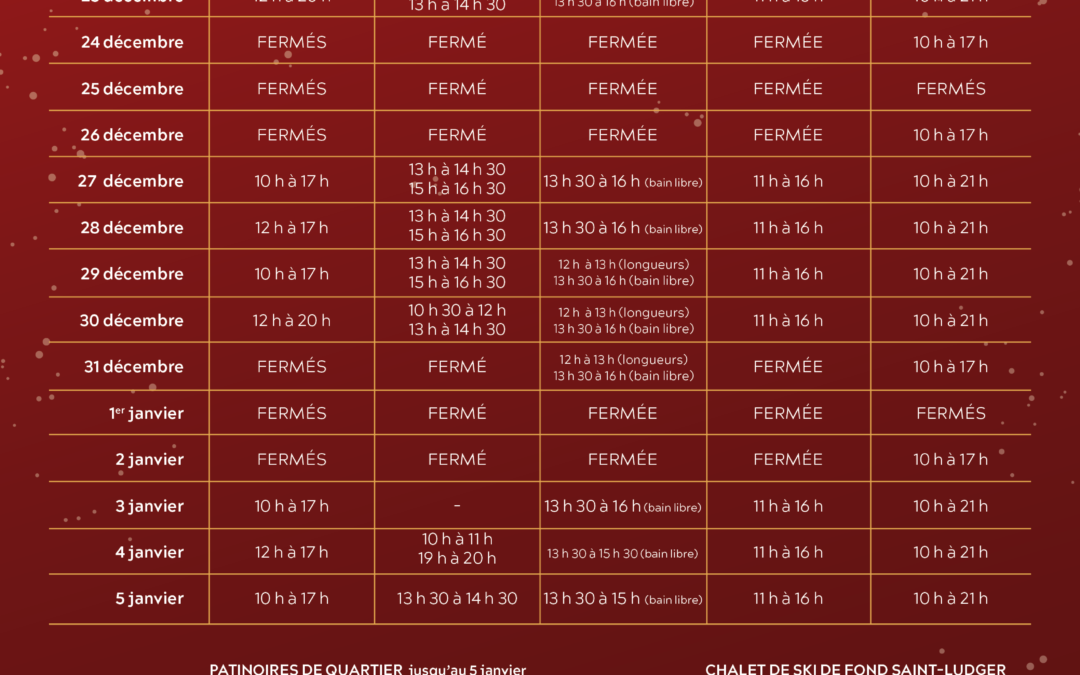 Horaires modifiés pour les Fêtes à la Ville de Rivière-du-Loup