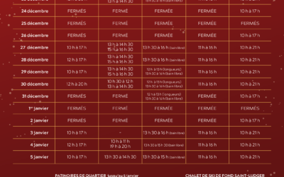 Horaires modifiés pour les Fêtes à la Ville de Rivière-du-Loup
