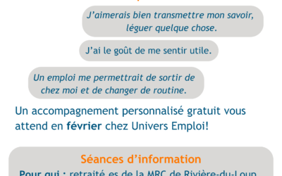 Ateliers pour les retraités souhaitant revenir sur le marché du travail